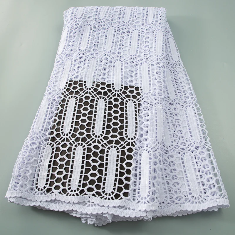 

Zhenguiru Lace Guipure Fabric With Sequins Nigerian Cord Lace Fabric 2024 High Quality African Lace Fabric for Women Dress A3648