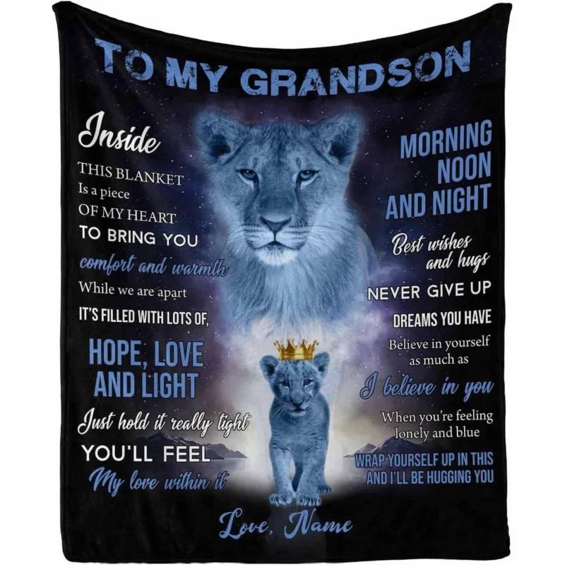 

Customized Soft Flannel Sofa Bed Blanket, to My Grandson from Grandma Grandpa Blanket, Best Gifts For Grandson Blanket for Couch