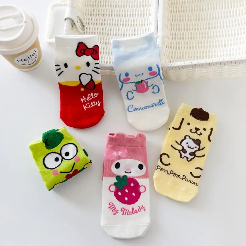 

Cinnamoroll Socks Kitty Sanrio Cartoon Day Cute Animal Lady Socks Mymelody Hellokitty Purin Boat Socks Combed Cotton Socks