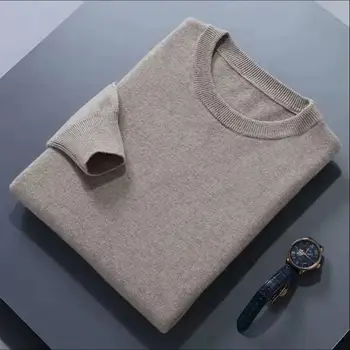 Cashmere cotone misto Pullover uomo maglione 2024 autunno inverno classico girocollo tutto-fiammifero maglione Pull Homme maglioni lavorati a maglia 1