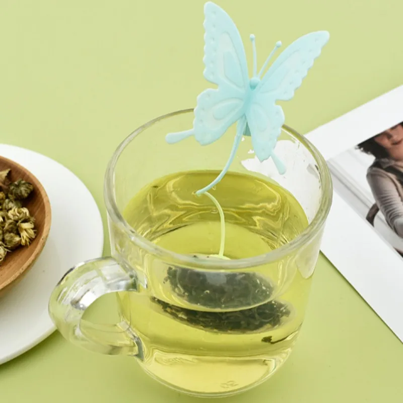 Tea Filter Creative Silicone Household Butterfly Shaped 18.5*5.5cm Three Colors Transparent