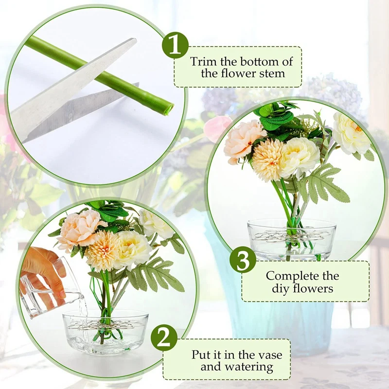 4In Flower Arrangement Holder,Flower Stainless Steel Lid Arranger Lids Metal Insert Floral Round Floral Lid Grids
