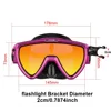 Scuba Diving Mask with flashlight Bracket, Liquid Silicone Face Mask,Tempered Glass, Anti-Fog Snorkel Mask Mask Strap Mount Clip 3