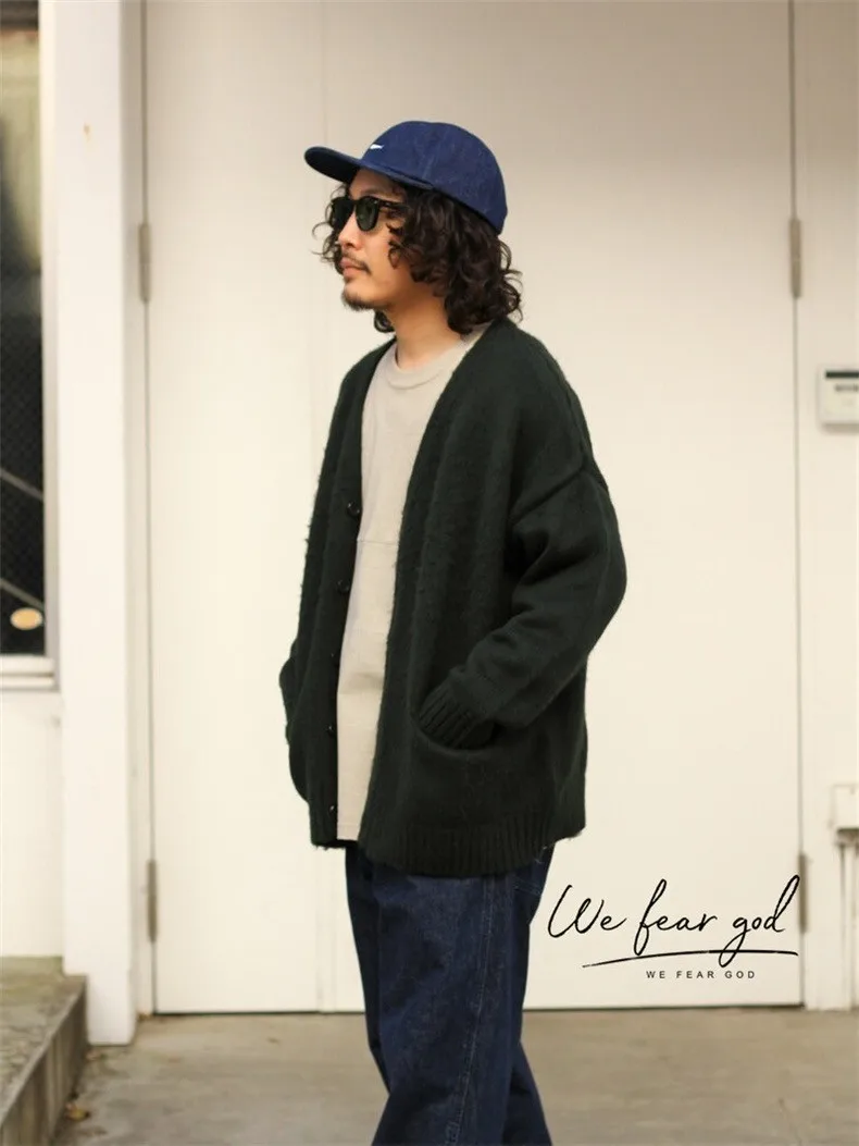WTAPS 남성용 가을 겨울 스웨터 가디건, 일본 하라주쿠 스타일, 루즈 캐주얼 니트 카디건, 스웨터 재킷, 트렌드 브랜드