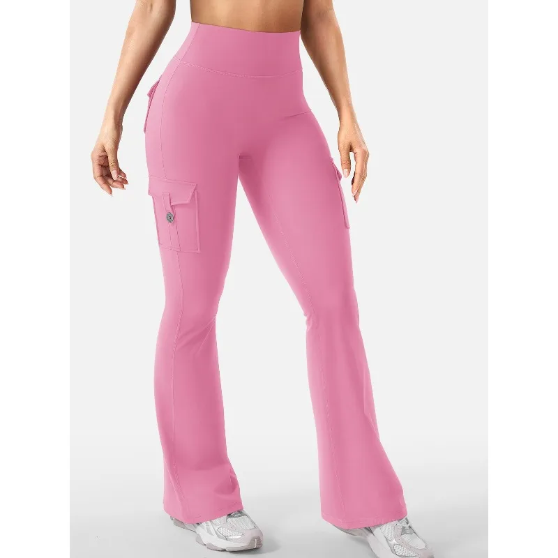 Newest Women Wide Leg High Stretch Yoga Leggings Naked Feeling Compression Fitness Workwear with Pockets Yoga Pant