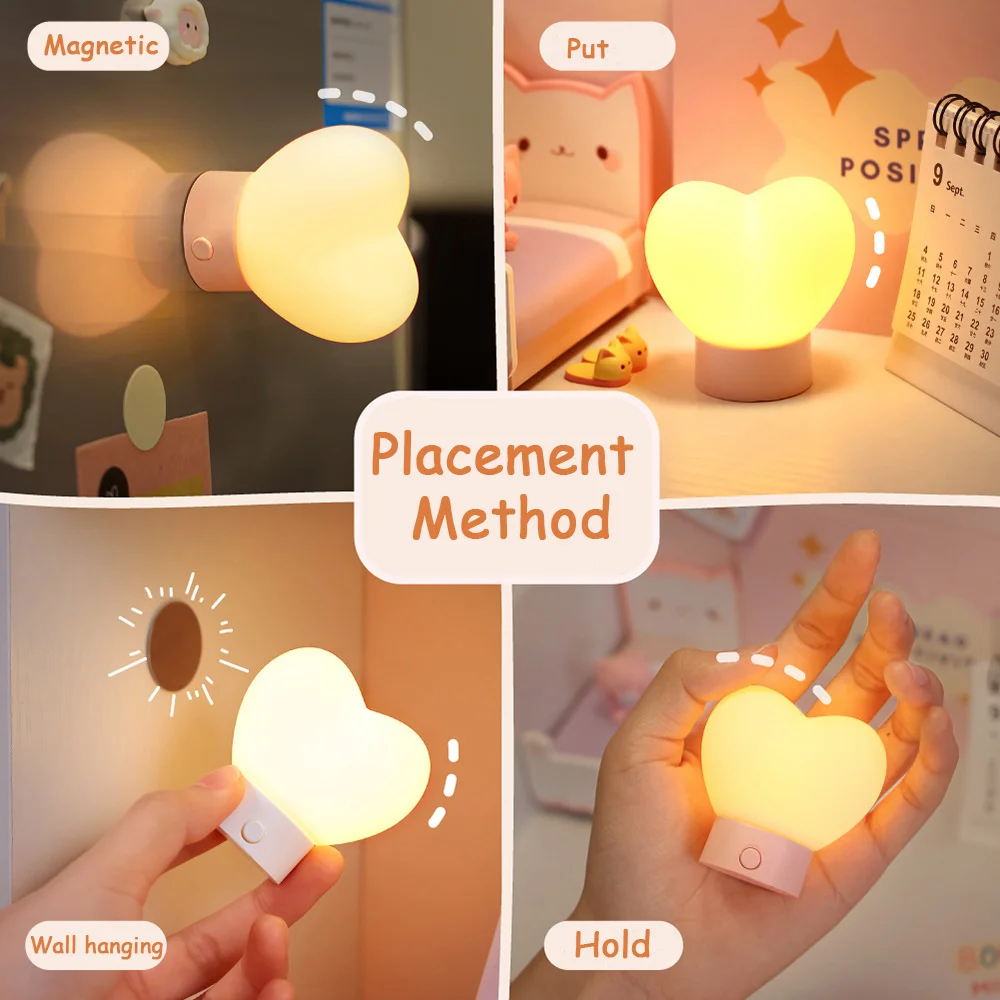 

LED Night Light for Children Mini Table Lamp USB Rechargable 3D Love Heart Modeling lamp Energy saving Decoration Night Light