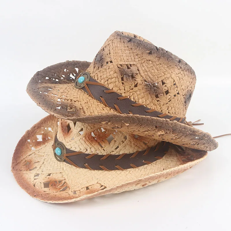 

Шляпа в ковбойском стиле Женская, Соломенная Панама от солнца, в винтажном стиле, Пляжная шапка, лето 2024