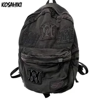 Y2k Aesthetic All Match Letter Embroidery Backpack Patchwork Vintage Gothic Schoolbags Luxury Design Casual Students Backpacks 1