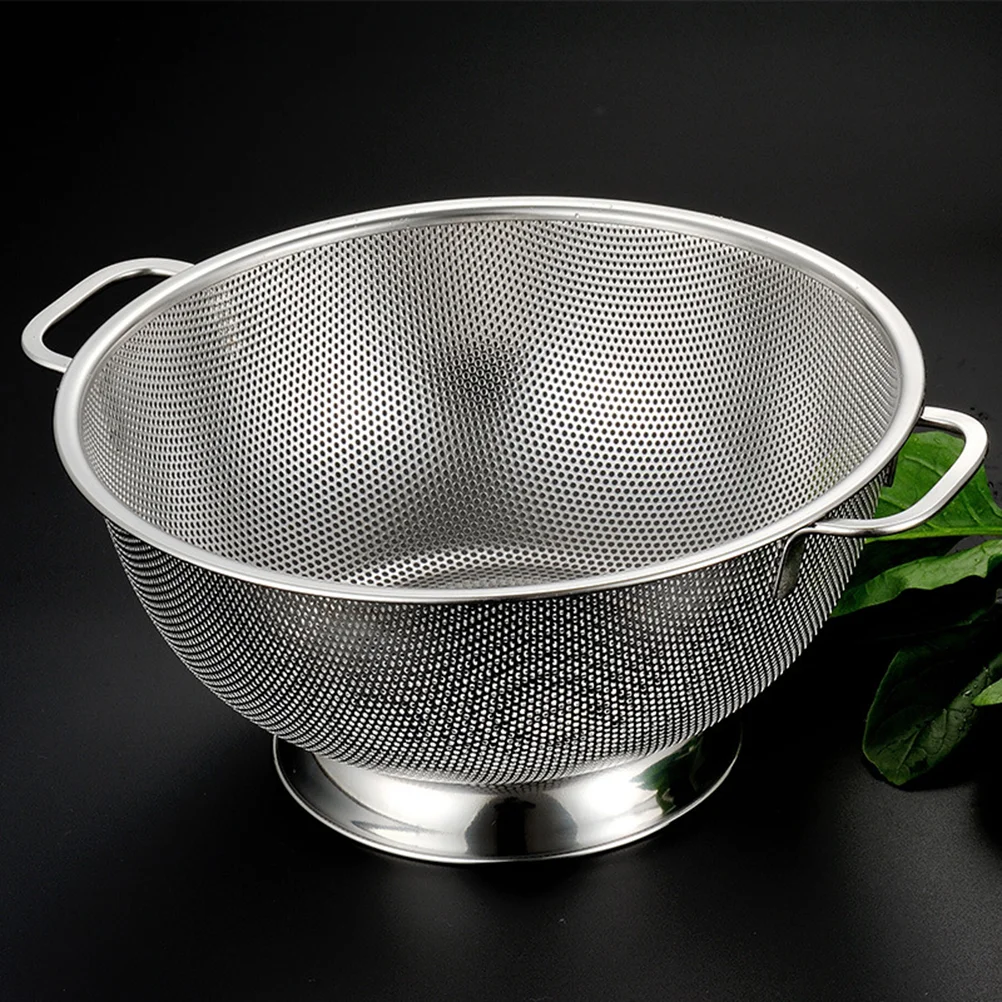 

Stainless Steel Professional Colander Strainer with Heavy Duty Handles and Self-draining Solid Ring Base