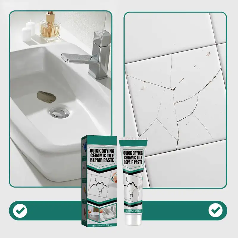 Ceramic Repair Paste 100ml Tile & Marble Waterproof Bathroom Tub Floor Crack Adhesive Universal Tool