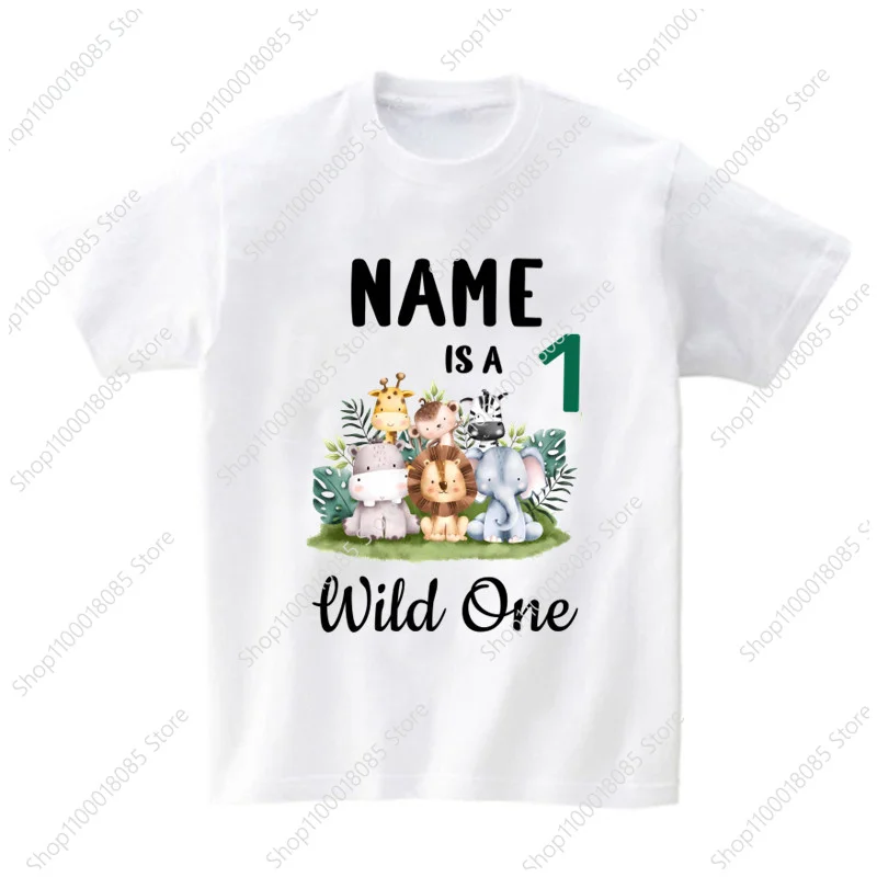 Family Matching Zoo Animal Party Birthday Tshirt Wild One Clothes Kids Boy Shirt Party Girls TShirt Children Outfit Custom Name 4
