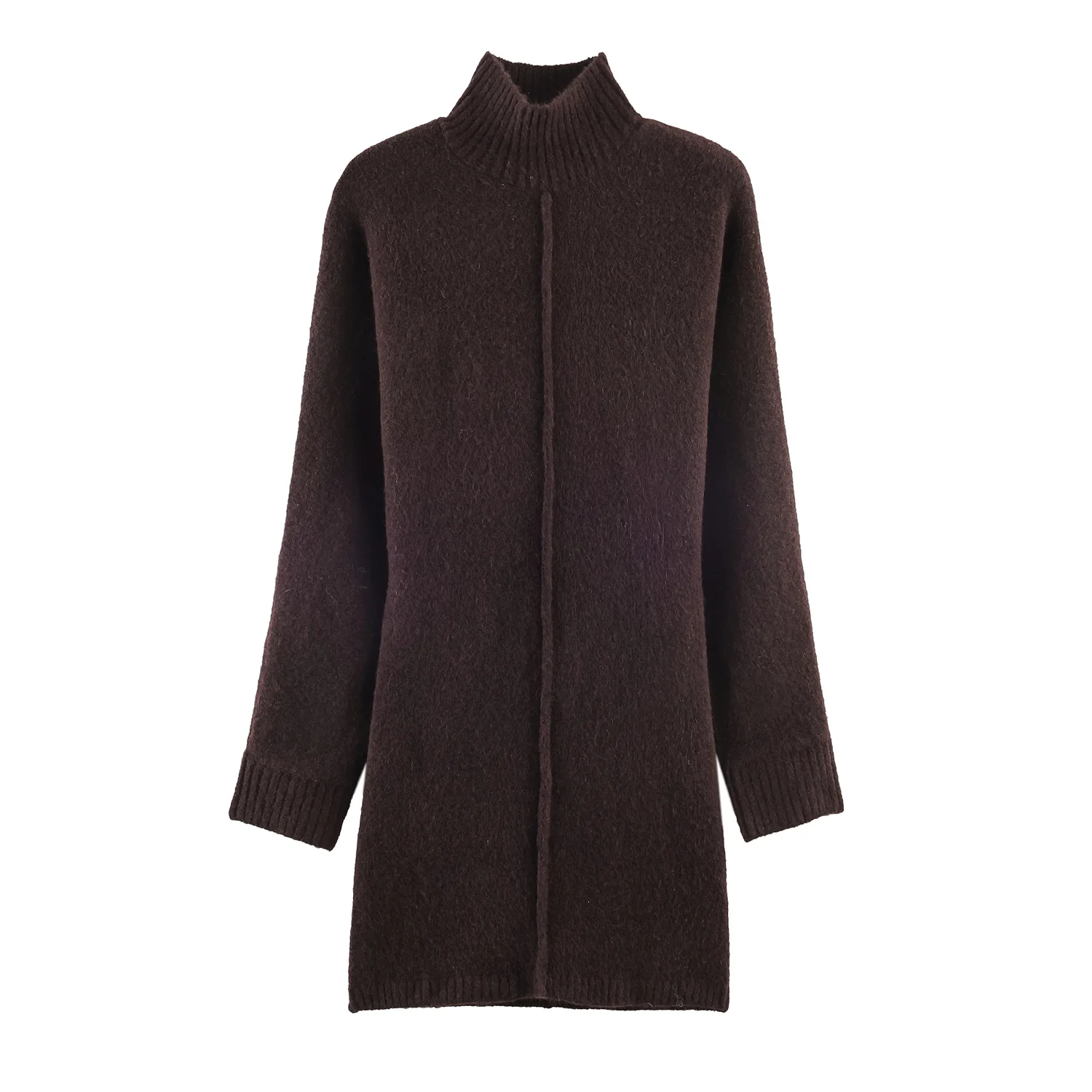 Women Autumn Winter Sweater Knitted Dresses For Women Fashion Turtleneck Long Sleeve Short Dress Ladies Warm Split Sweater Dress