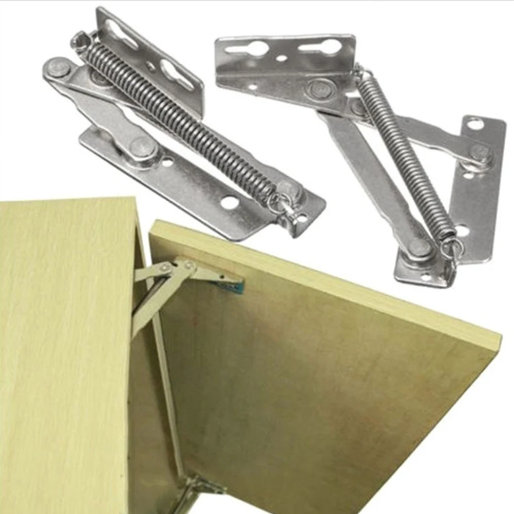 

2pcs/set 80 Degree Sprung Hinges Cabinet Door Lift Up Stay Flap Top Support Furniture Alloy Hinges Sofa Folding Spring Hinge