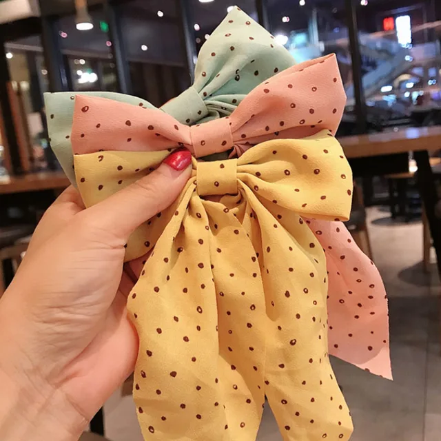 25 Style Korean Dots Floral Big Bow Hair Clip 5