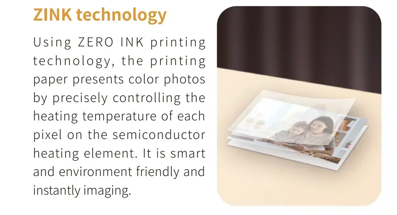 GlowMartHPRT Z1 Mini Portable Wireless Zink Instant Pocket Color Printer Mini 300DPI Travel Life AR Photo Color Picture