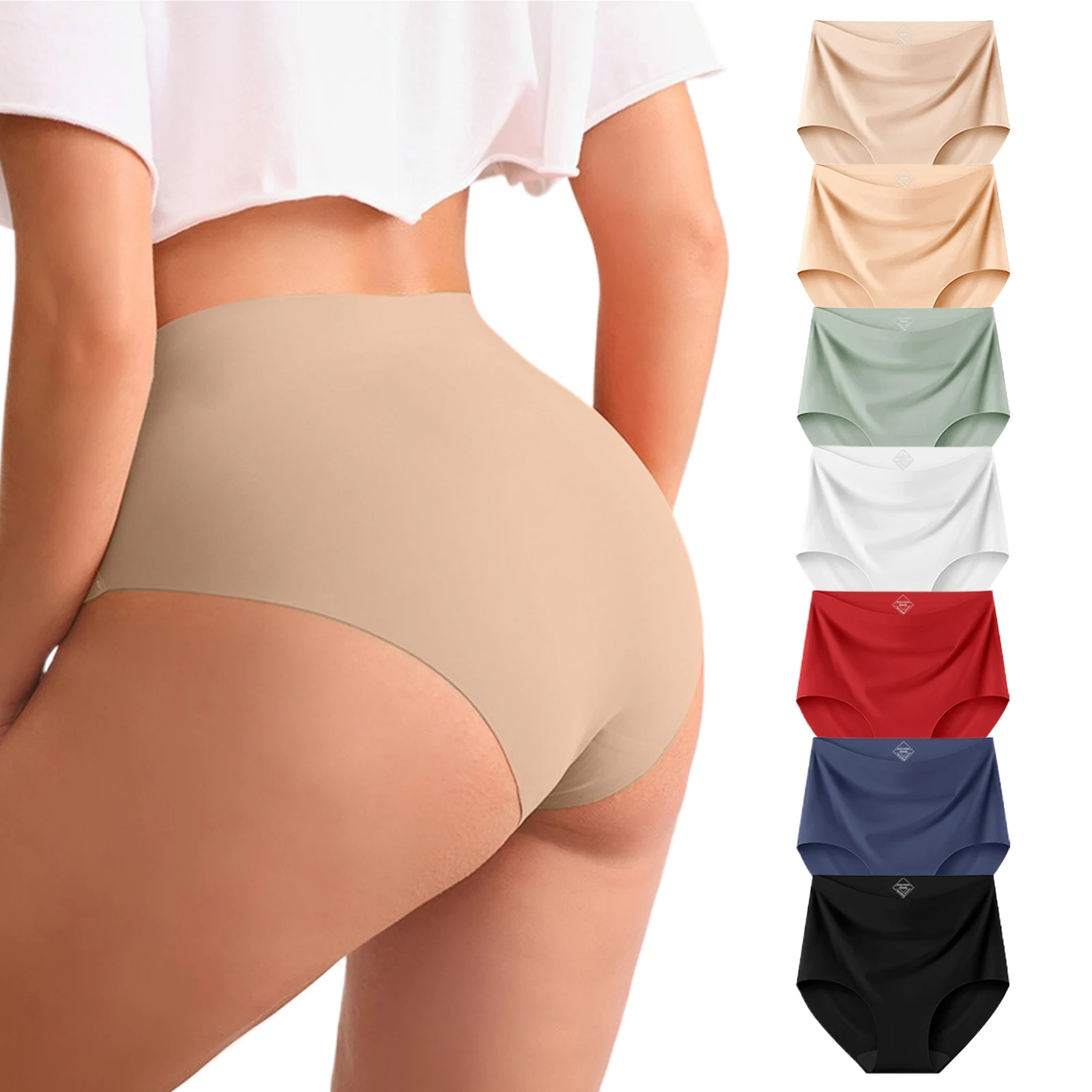 7PCS/Set Women High Waist Seamless Underwear Breathable Comfort Briefs S-2XL