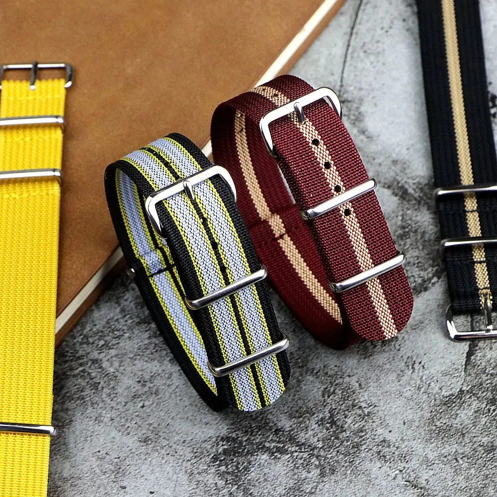 Nylon Watch Band Ribbed Strap 18mm 19mm 20mm 22mm 24mm