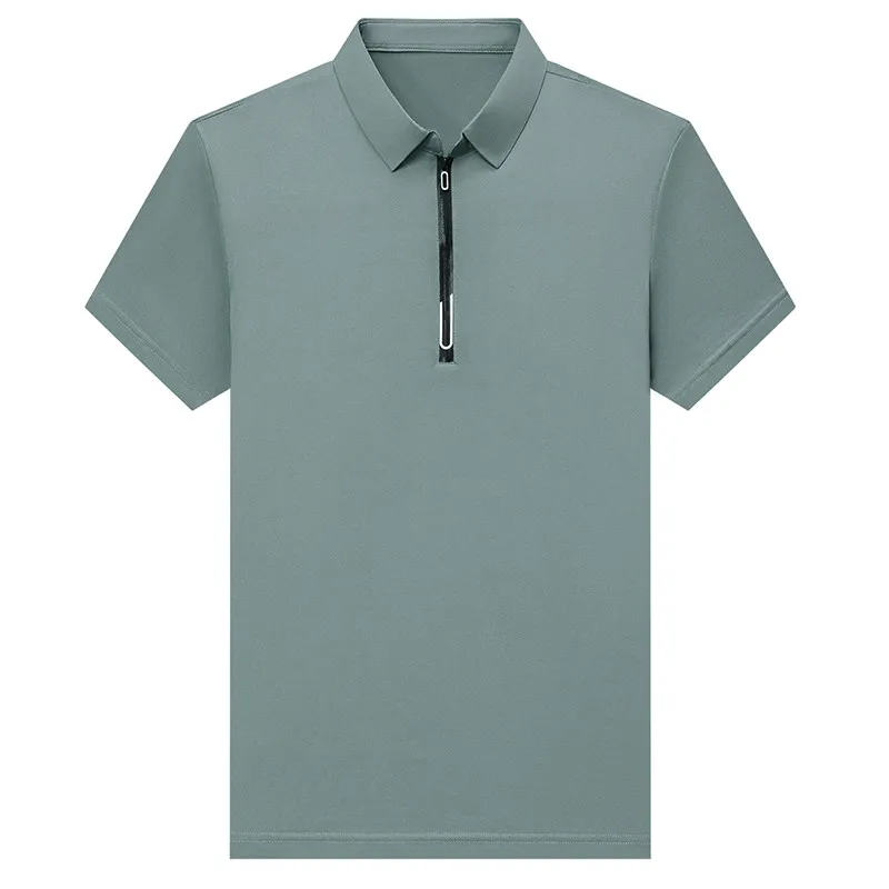 Neues Herren-Poloshirt mit Business-Casual-Reißverschluss, kurzärmelig, einfarbig, modisch, warm, bequem, vielseitiges Oberteil für vier Jahreszeiten – Detail 21