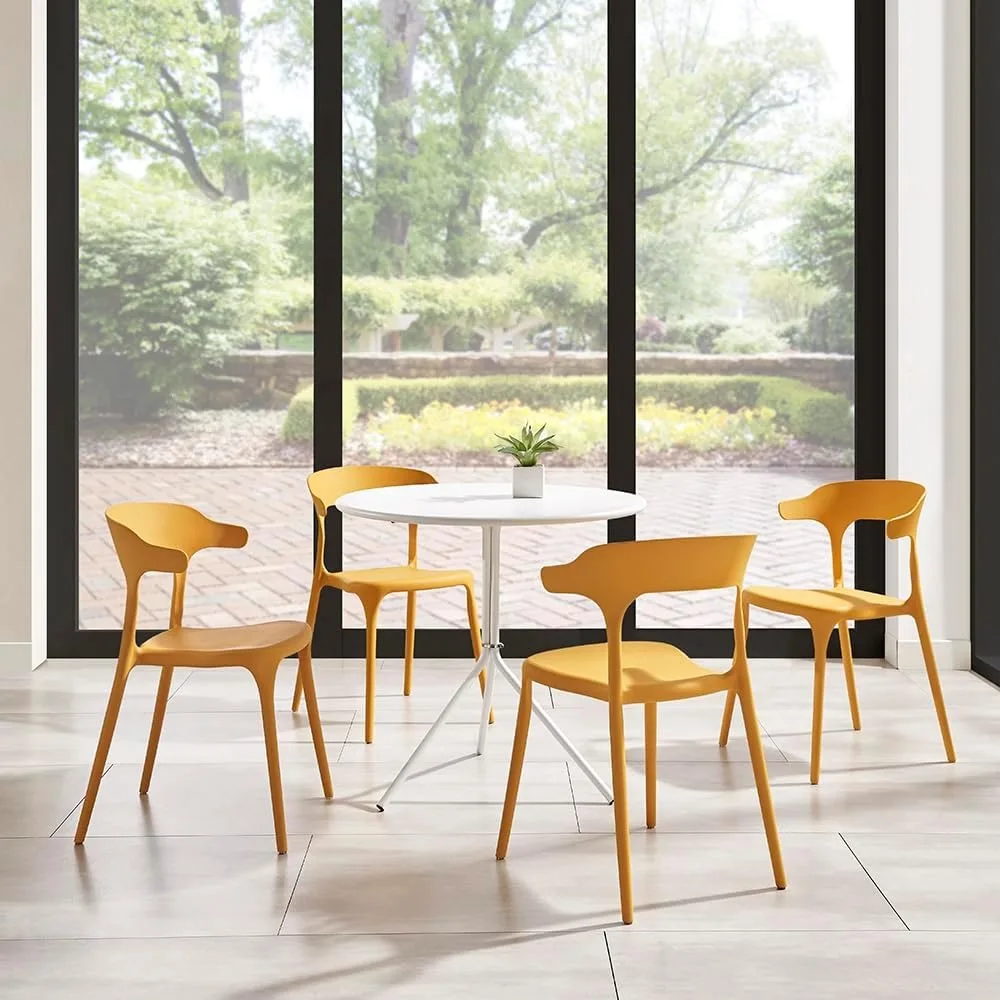 Modern Stackable Dining Chair Set, No Assembly, Plastic Chair, Patio Chair, Suitable for Indoor and Outdoor Cafes and Restaurant 2