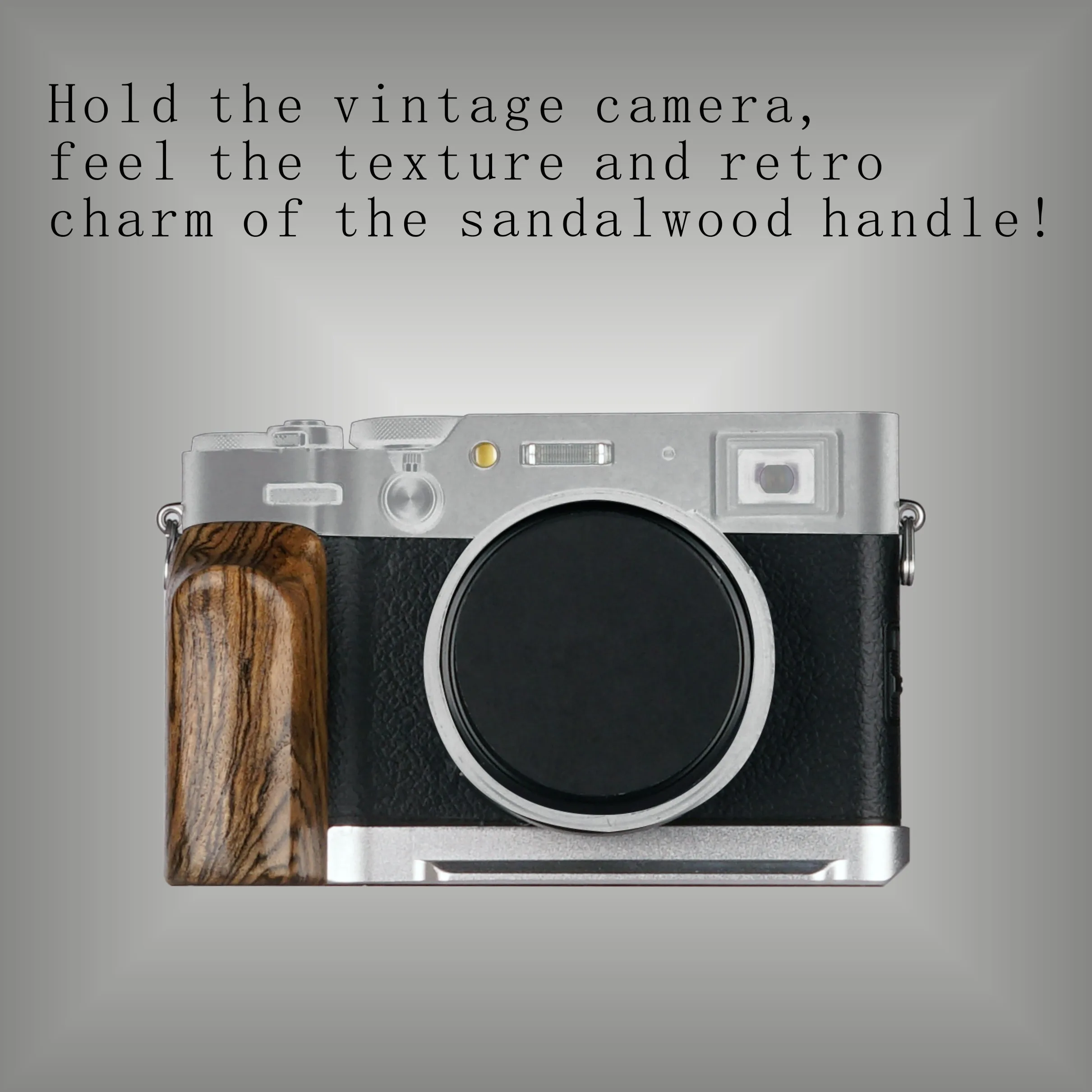 WEPOTO Fujifilm X100V X100F 用ハンドグリップメタル黒檀木材 GP