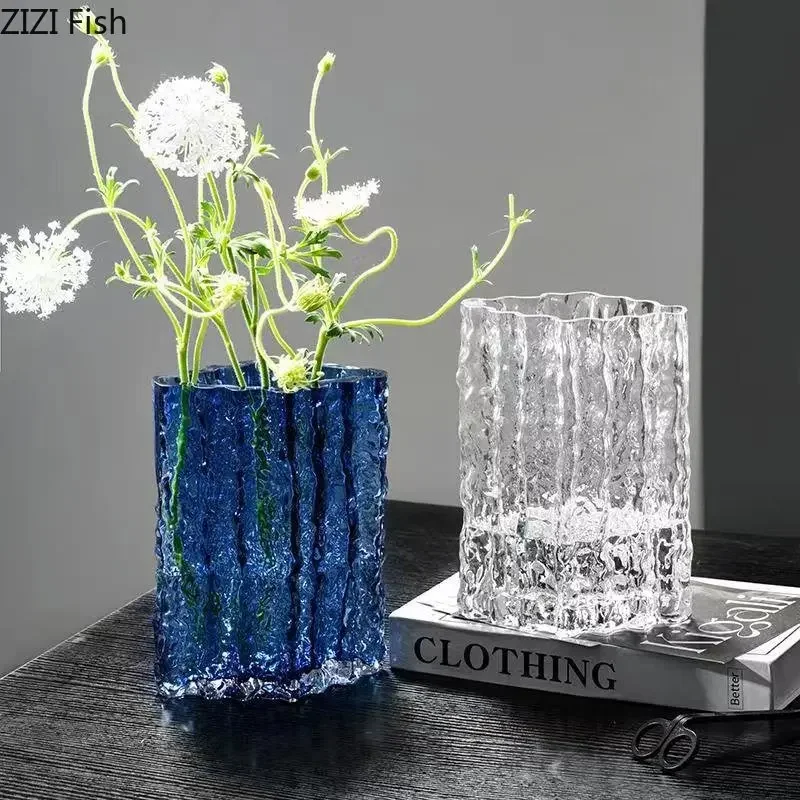 Creative Glacier Glass Vase Transparent Hydroponics Flowers Pots Desk Decoration Flower Arrangement Floral Vases Modern Decor 2