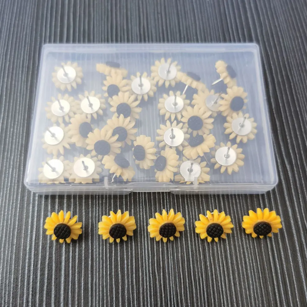 30Pcs 해바라기 지도 핀 장 엄지 못 가정용 푸시 핀 다기능 포스터 공급 DIY 액세서리 공예품