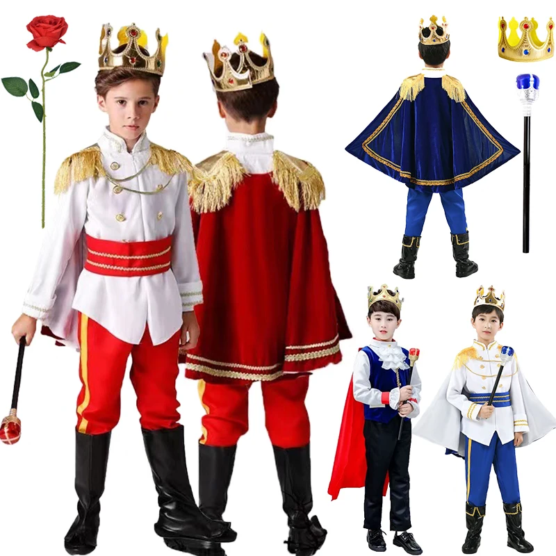 Costume de roi pour enfants, carnaval d'Halloween 2026, cosplay, prince féerique, performance scénique pour enfants, masque de fête, ensemble de vêtements pour garçons