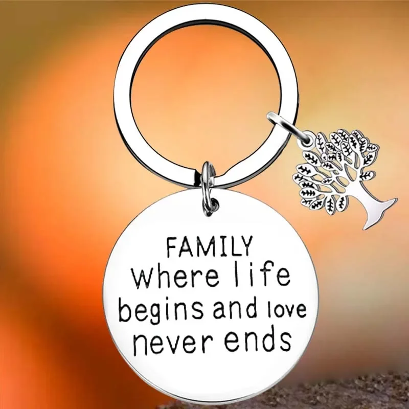 

Hot Family Tree Key Chain Ring Family Where Life Begins And Love Never Ends keychains pendant gift
