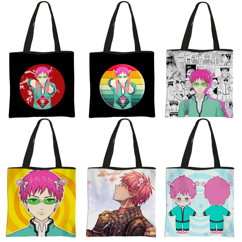 

Anime Saiki Kusuo Handbags The Disastrous Life of Printing Shoulder Bag Women Tote Bag Ladies Large Capacity Storage Bag