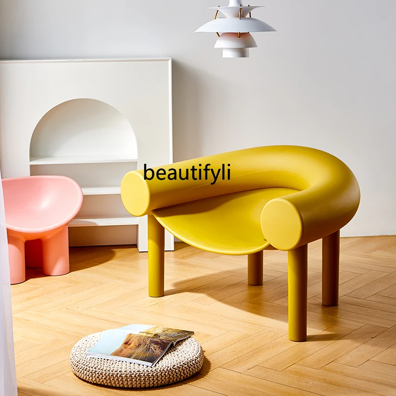 

zqNordic Horseshoe Chair Single-Seat Sofa Chair Light Luxury Living Room Balcony Hotel Plastic Leisure Chair