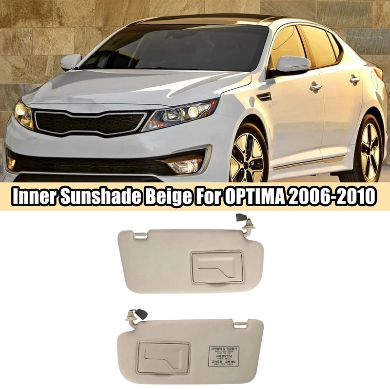 

1Pair Beige Sun Visor Sunshade Mirror Parts 85201-2G010J7 852022G010J7 For Kia Optima Magentis 2006-2010 Car Sun Shield LH+RH