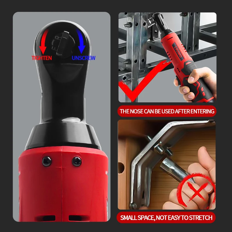 LYUWO 3/8 Rechargeable Electric , Ratchet Set, Angle Drill, Screwdriver To Remove Screw Nut, Automobile Maintenance Tool 4