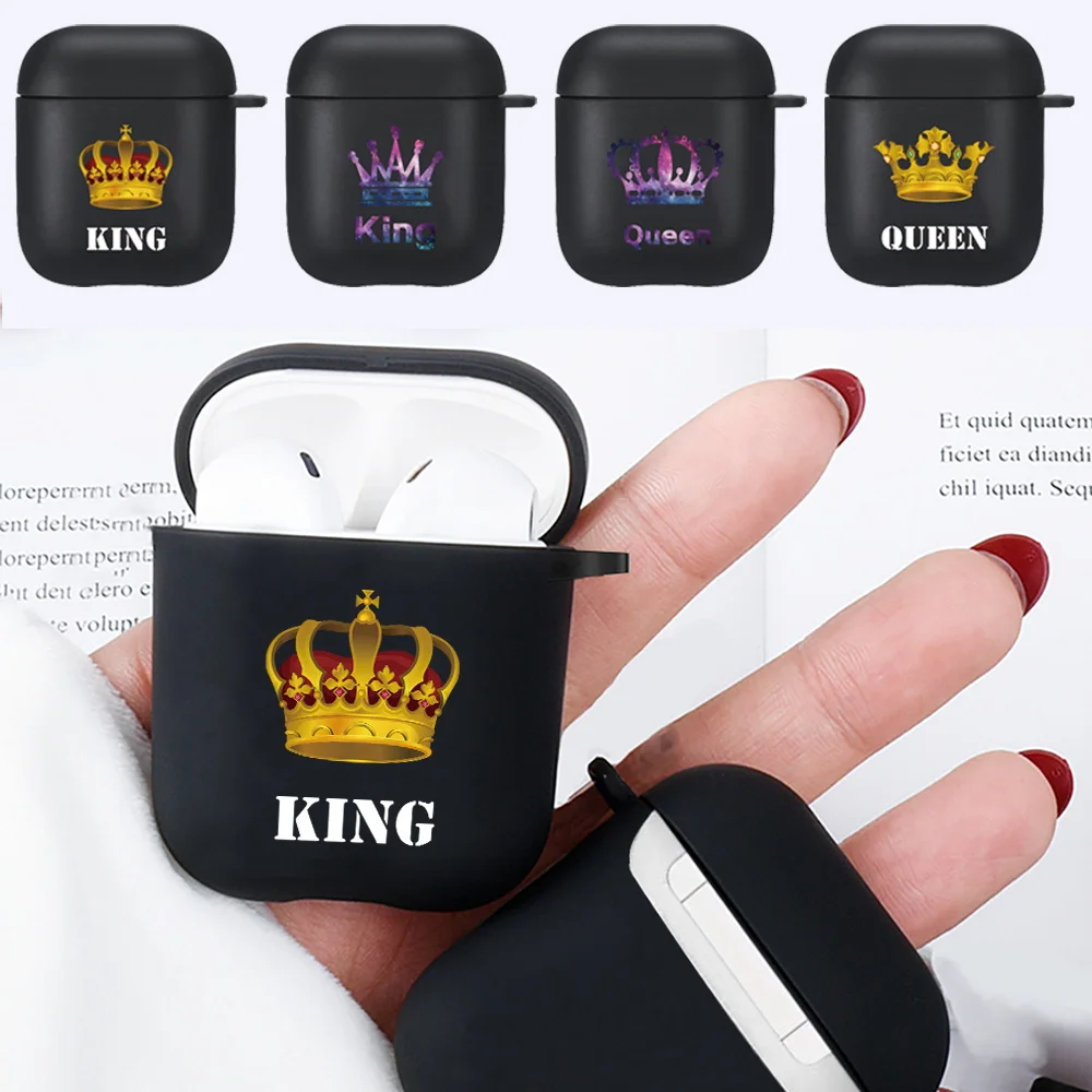 Earphone Case For Apple Airpods 1St/ 2Nd Generation Anti-Drop Queen King Print Wireless Bluetooth Headphone Cases Silicone Cover