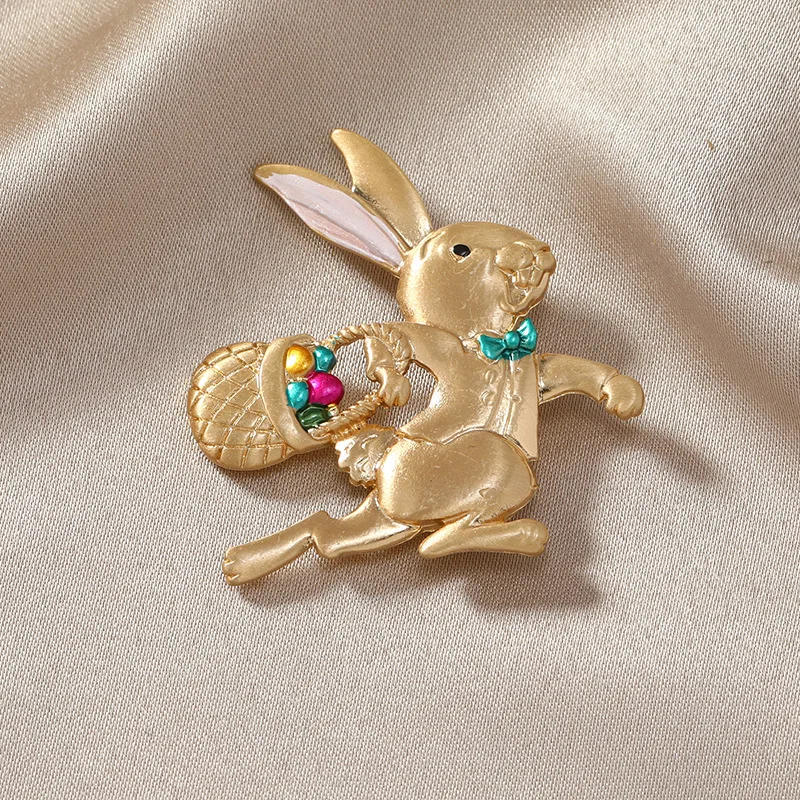 Vintage Women Girls Baroque Cute Rabbit Metal Brooches Pins Lady