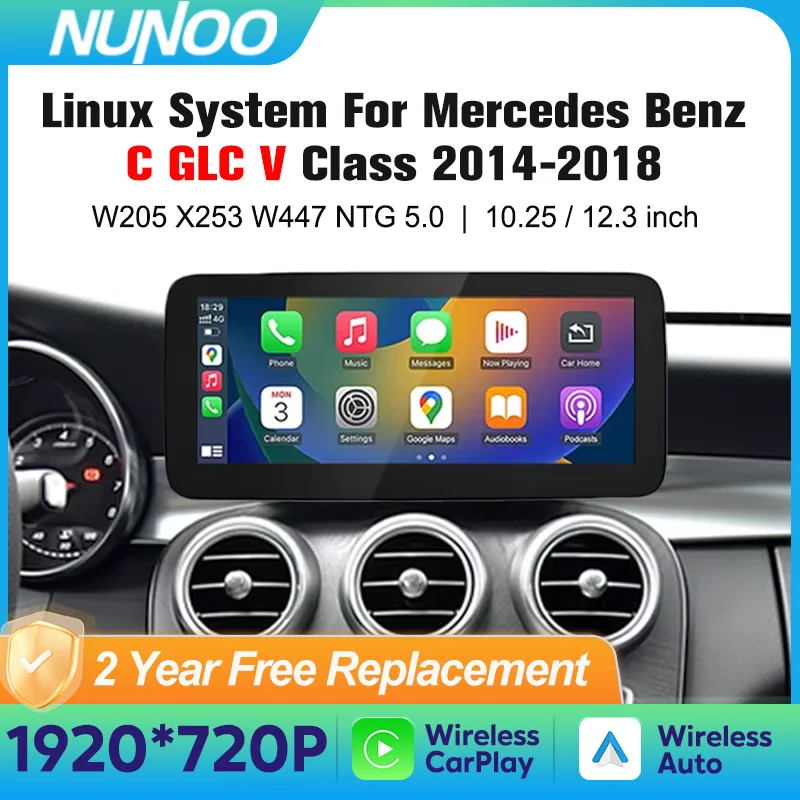 Wireless Carplay Screen For Mercedes C Class W205 GLC X253 C180 C200 300 350 2015- Car Multimedia Player Android Auto Radio car multimedia player,car radio,wireless carplay