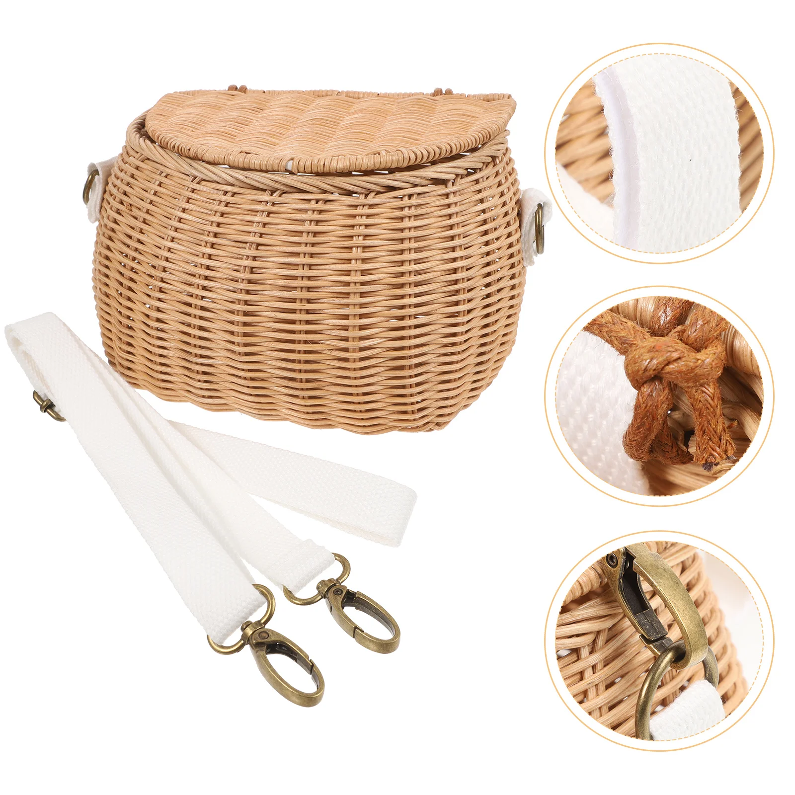 

Woven Basket with Lid Bicycle Rattan Wicker Bike Storage Container Children Parts
