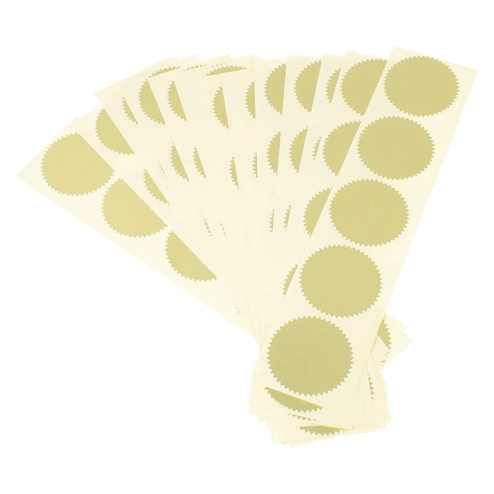 200Pcs 스틸 씰 엠보싱 스티커 가리비 모양 가장자리 자체 접착 인증서 상패 졸업 봉투 골드 소포 스티커