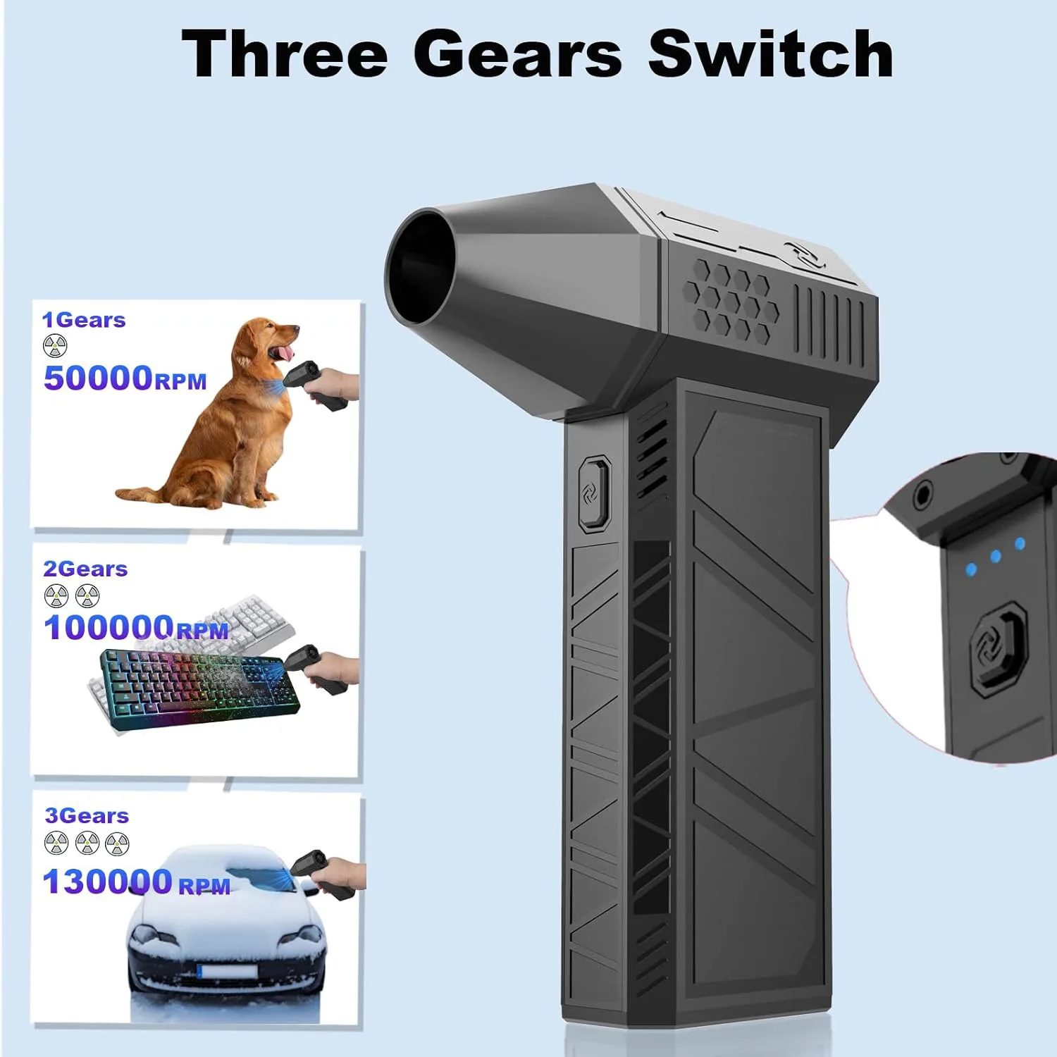 Mini Electric Air Duster Turbo Jet Fan 3 Gear Adjustable For Home Car Computer Cleaning Blower Tool electric air duster