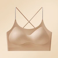 Soft Seamless Wireless Sports Cami Bra Sparkling Shiny Straps Criss Cross Back Padded Stretch Tank Top For Yoga Running Fitness - Image 5