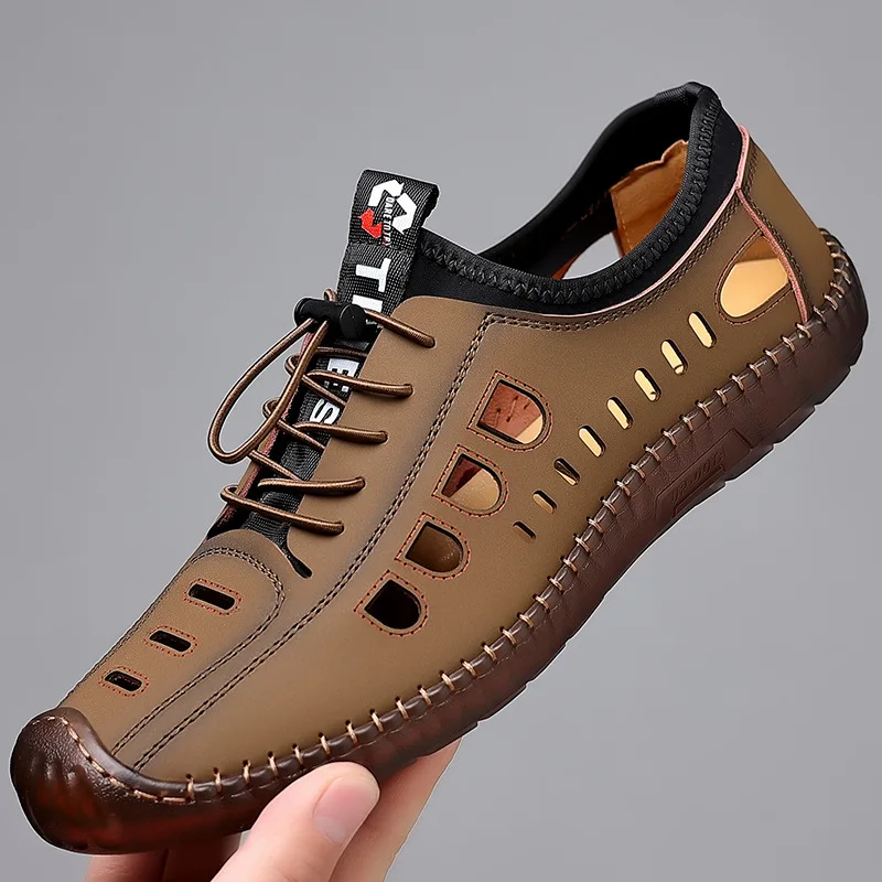 2023 New Summer Men's Casual Sandals Fashion Hollow Breathable Shoes Flat Business Soft Sole Sports Shoes Shoes for Men