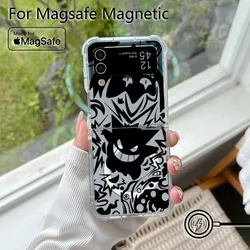 Anime Black Gengar Magsafe Magnetic Transparent Phone Case for Samsung Z Flip4 5G (ZDCX-210ZD33083A5)