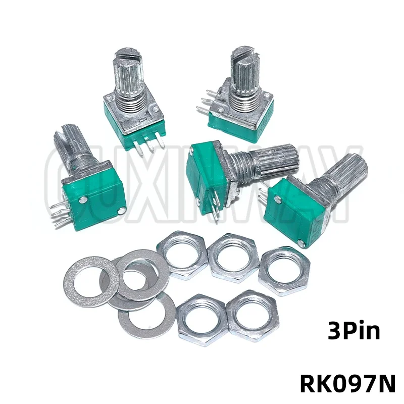 5PCS 3Pin RK097N Potentiometer B100K B1K B5K B10K B20K B50K B500K RK097 Potentiometers Audio Amplifier Sealing