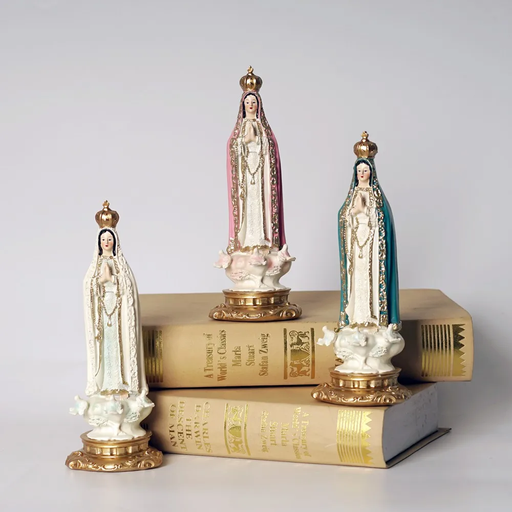 Vilead Resin Our Lady of Fátima Statue – Virgin Mary Catholic Figurine Home Altar Decor (12cm/20cm) 3