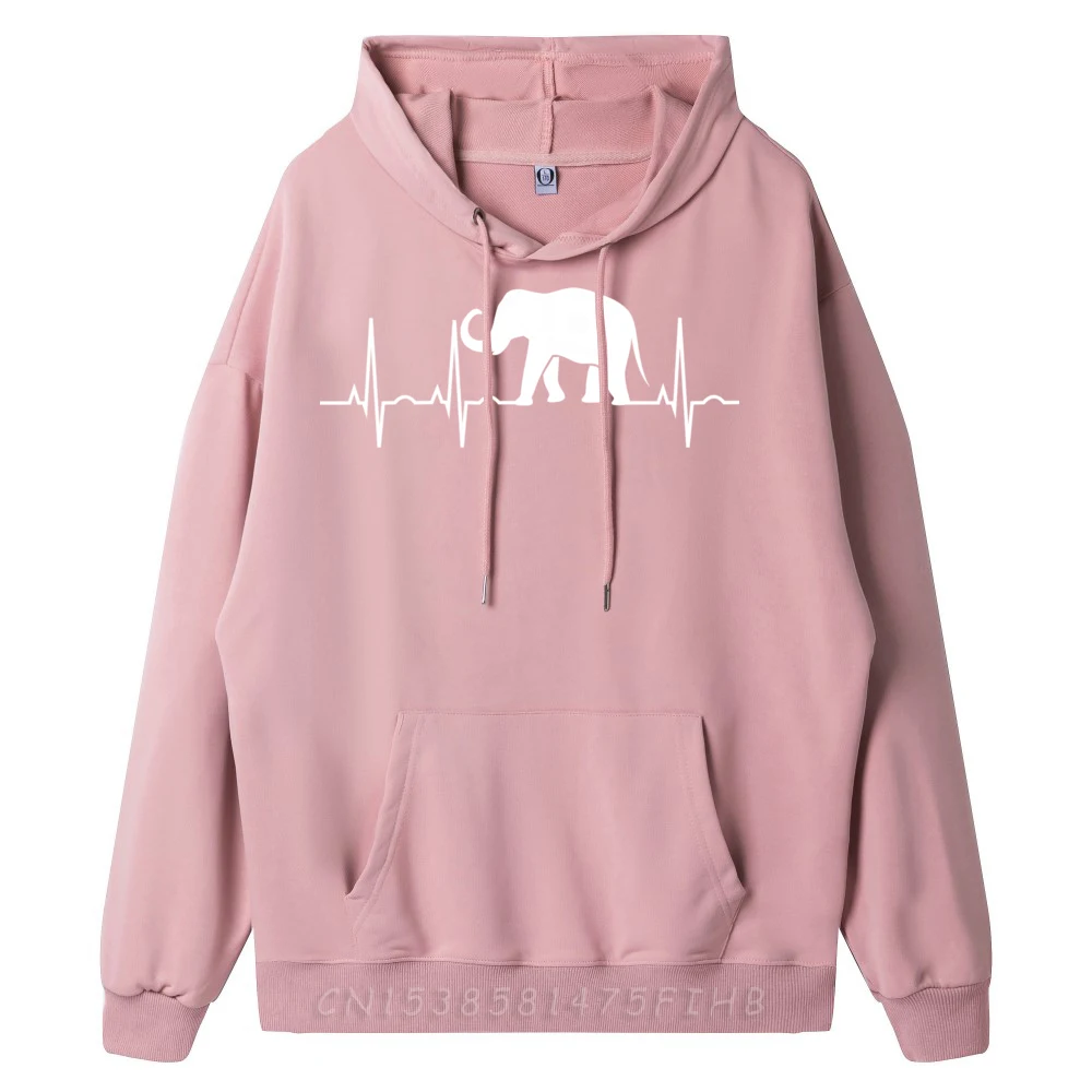 Elephant Gifts Elephant Lover Heartbeat Normal long Sleeve Sweatshirt Labor Day O Neck Male Hoodies Normal Hoodies Latest Elephant Gifts Elephant Lover Heartbeat Design oufen