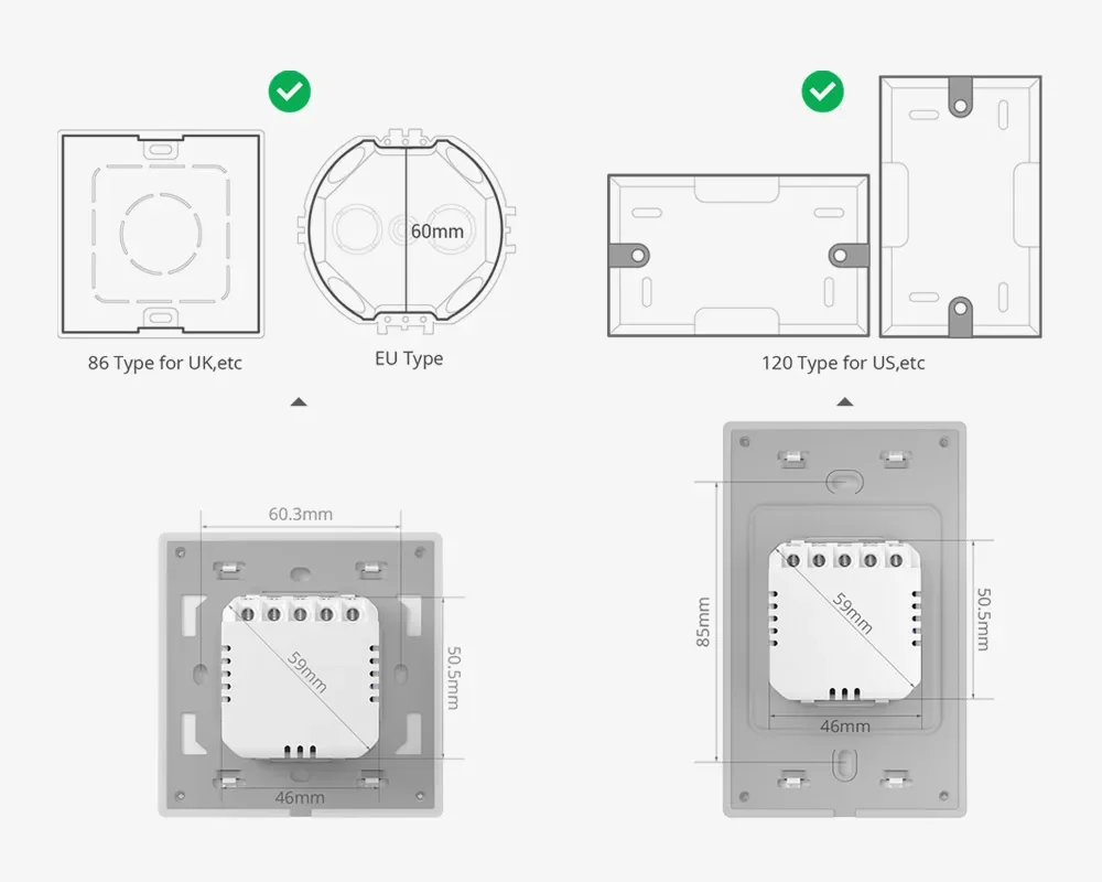 TX Ultimate T5 Wall Switch 86/120 Full Touch Access LED Light Edge Multi-Senso