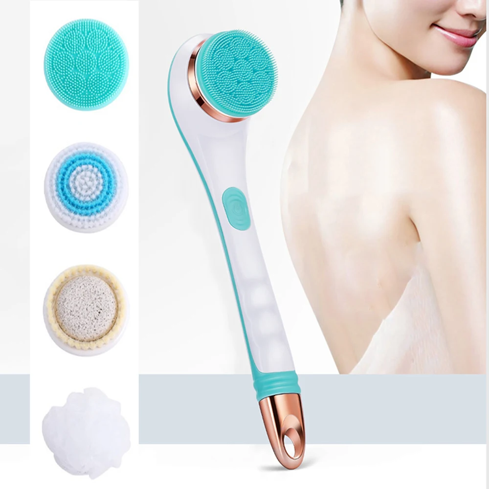 Electric Bath Brush Silicone Back Scrubber USB Rechargeable 2 Speeds Rotating Shower Brush Spa Waterproof Body Cleaning Brush hot sell factory wholesale home beauty electric waterproof silicone face pore cleanser facial silicone cleaning brush