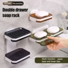 New Wall Mounted Double Layer Soap Dish Punch-Free Drawer Draining Holder Kitchen Storage Box Bathroom Organizer Rack Shelves 1