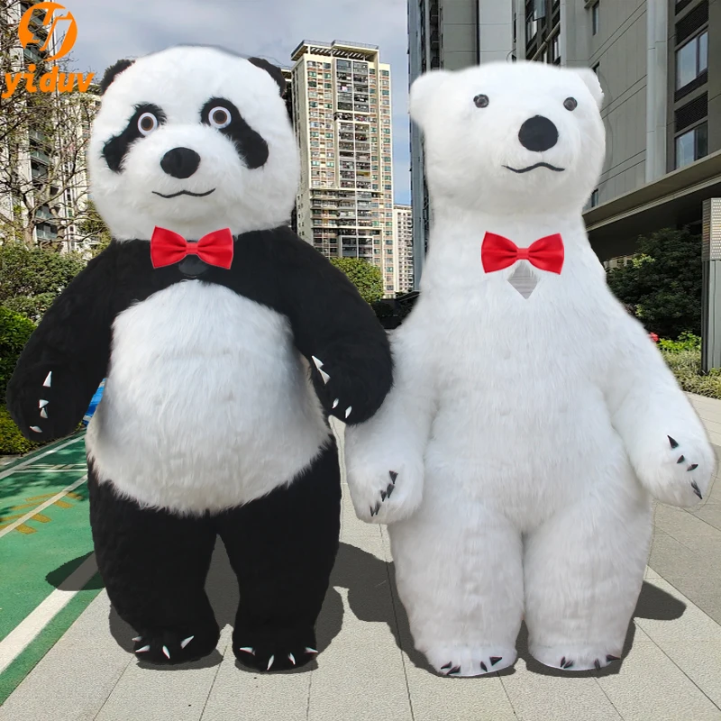 2024GiantInflatablePolarBearCostumeAdultFurPlushBlowUpMascot