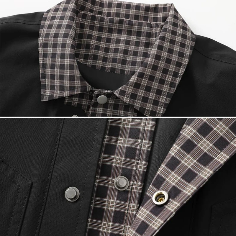 Plus Size 8XL Autumn Men's Casual Jackets Fake 2 Pcs 2025 Spring New Zipper Big Pockets Windbreaker Windproof Loose Coat Male 4