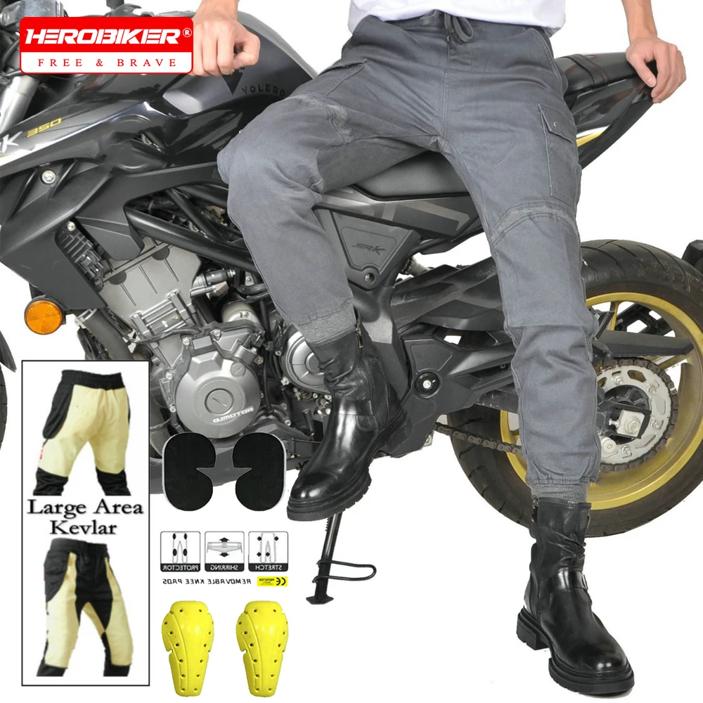 오토바이 라이딩 진 팬츠 부드러운 남성 캐주얼 야외 보호용 무릎 엉덩이 패드 바지 레이싱 팬츠 힙 무릎 보호대 포함